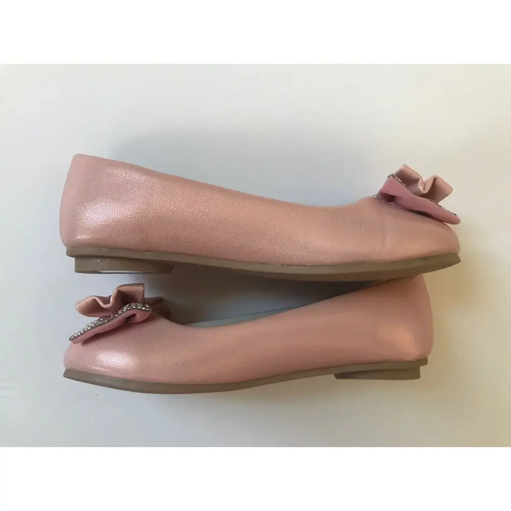 Laura Ashley Blush Pink Rhinestone Embellished Slip On Dress Ballet Flat Size 11